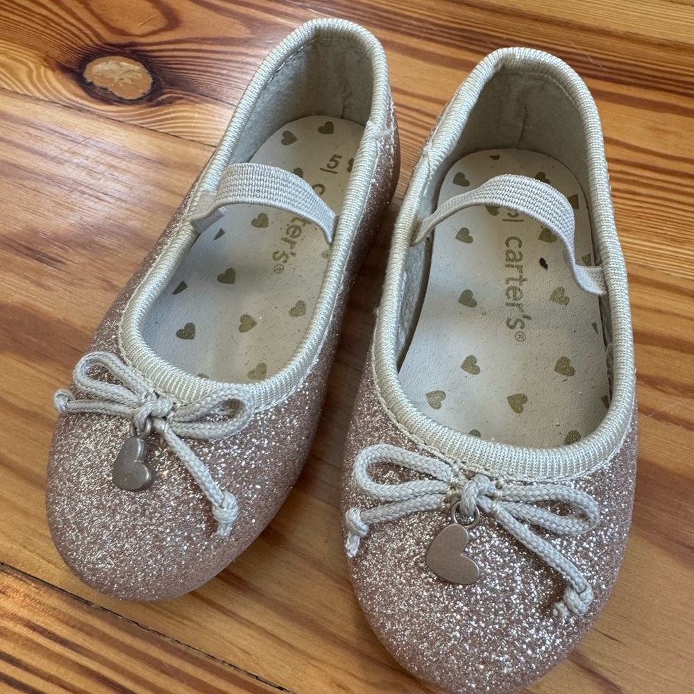 Carter's Gold Slippers Sparkle Design